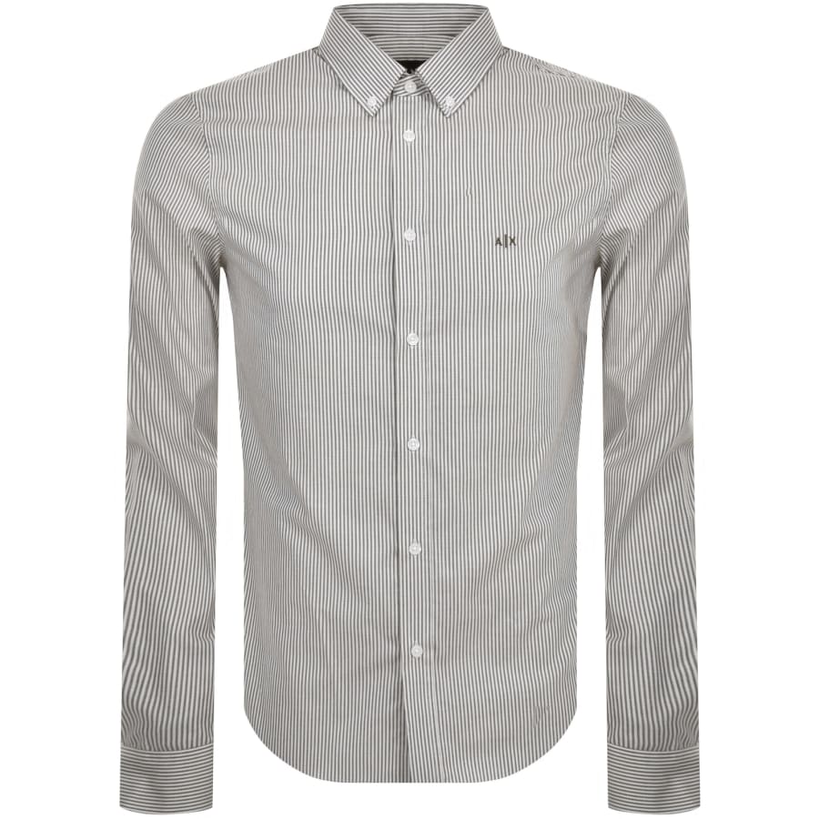 White Striped Black Long Sleeve Shirt by Armani Jeans | Niro